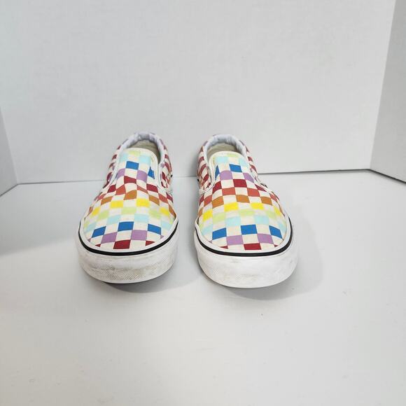 Vans Rainbow Checkered Canvas Slip-On Sneakers Sz US Men 6.5 / US Women 8 - Picture 3 of 6